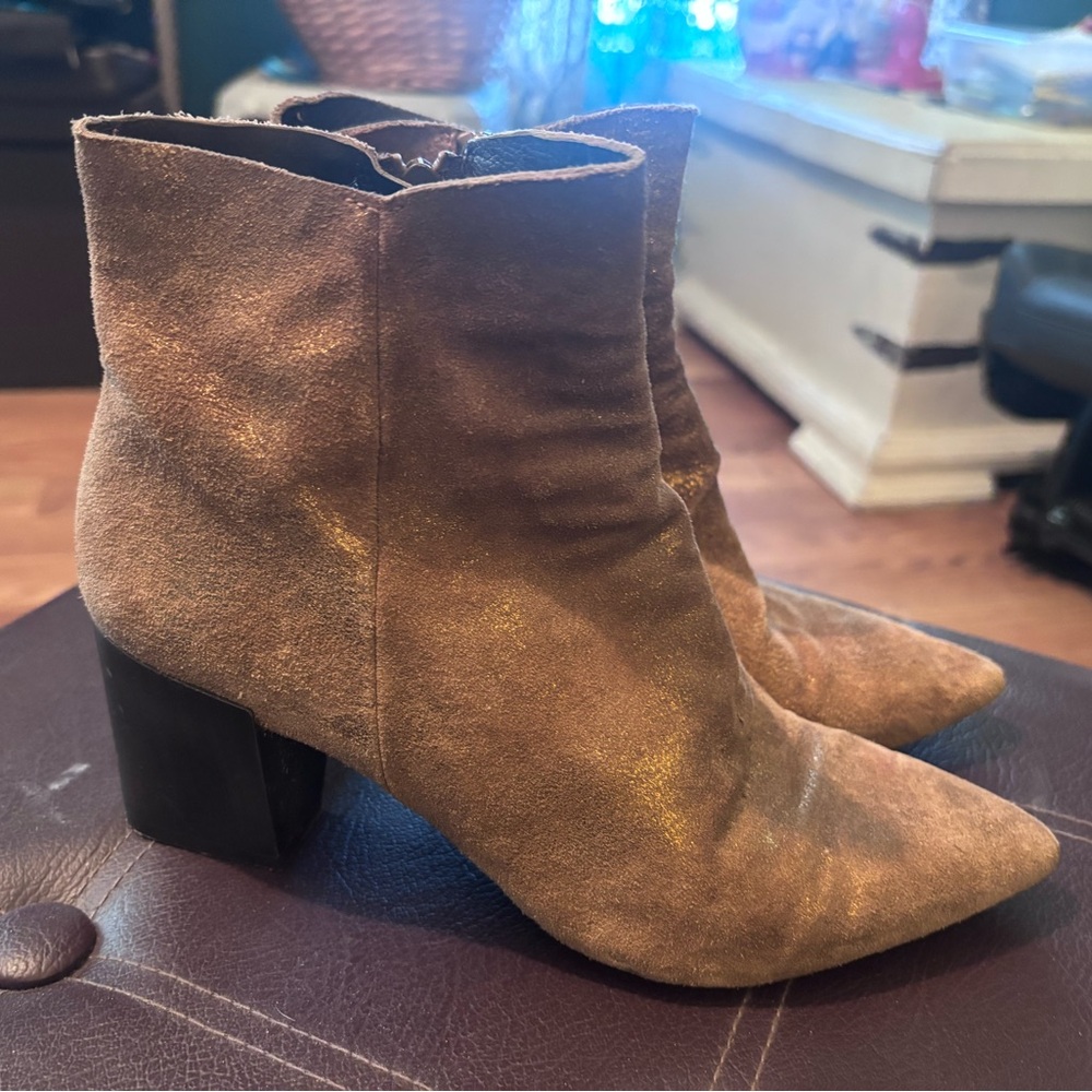 COCLICO Tan Suede Ankle Booties